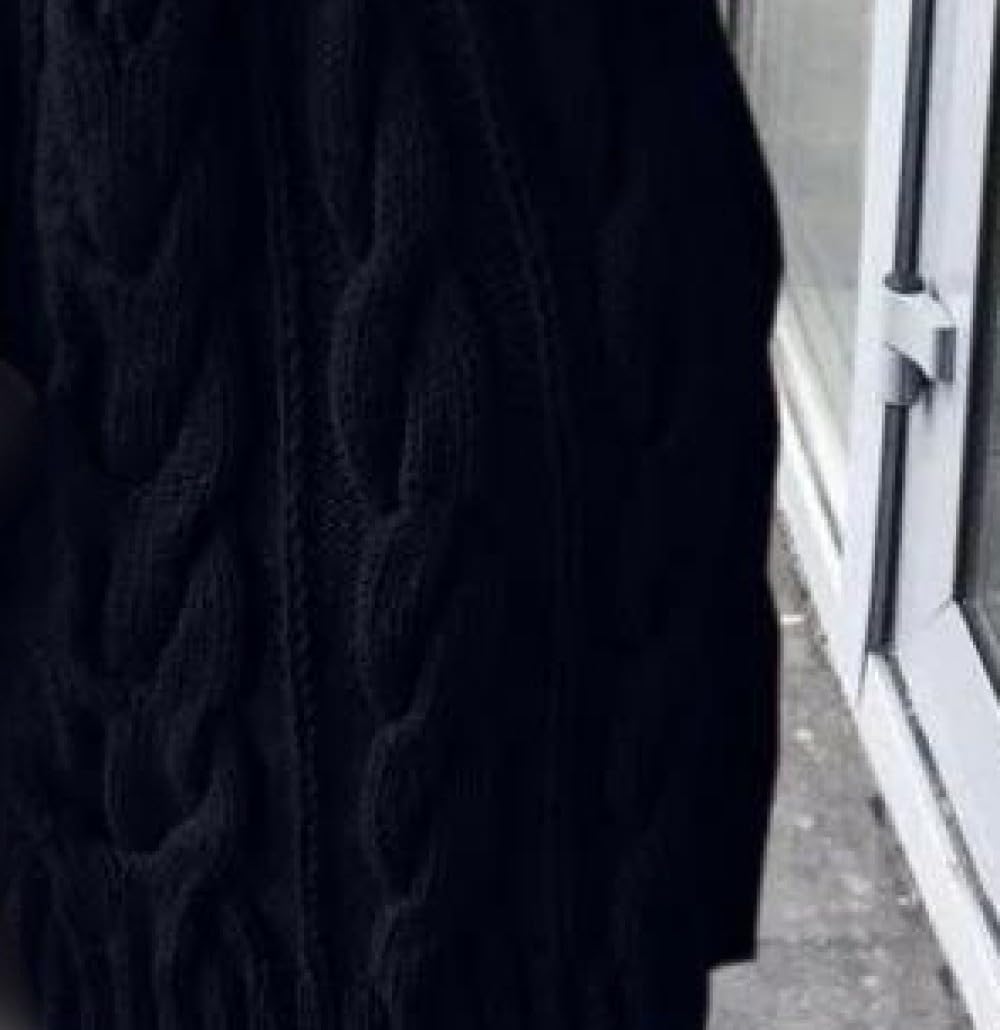 Damenpullover Rollkragen Winter Langarm Übergroßer Zopfmusterpullover Wollpullover Strickpullover Winter Rollkragenpullover Warme Tops Pullover Strickwaren,Schwarz,XL