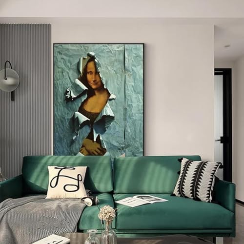 Toile Mona Lisa vintage grand format 70x90 cm poster mural encadré