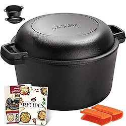 Overmont 2 in 1 Cast Iron Dutch Oven