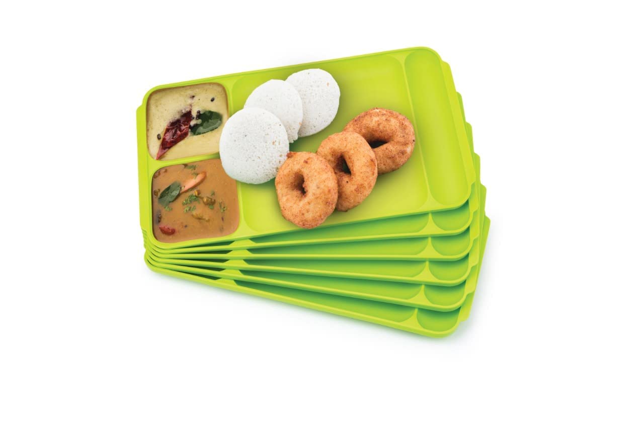 Buy CruX Plastic Food Plate 4 Partition Divided, Lunch/Dinner/Bhojan