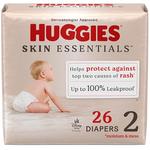 Huggies Size 2 Diapers, Skin Essentials Baby Diapers, Size 2 (12-18 lbs), 26 Count, Packaging May Vary Size 2 26