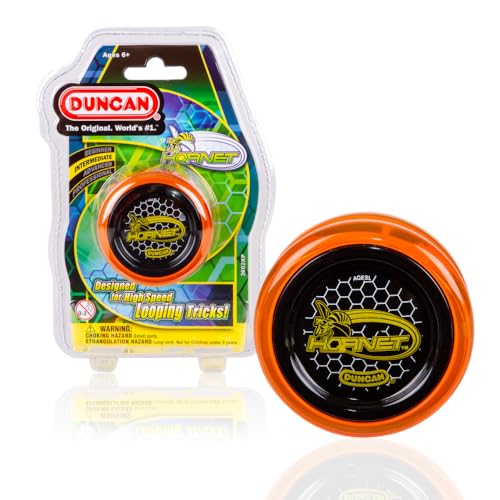 duncan toys hornet pro looping yo-yo with string ball bearing axle and plastic body orange with black cap