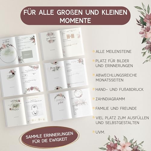 HIMMEL.HERZ.PAPIER® Mein erstes Jahr Babyalbum - Erinnerungsbuch Baby Tagebuch - Din A4 - Geschenk für Mädchen & Jungen zur Geburt… – Ansicht 4
