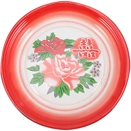 HOMSFOU 14-Inch Round Enamel Serving Plate