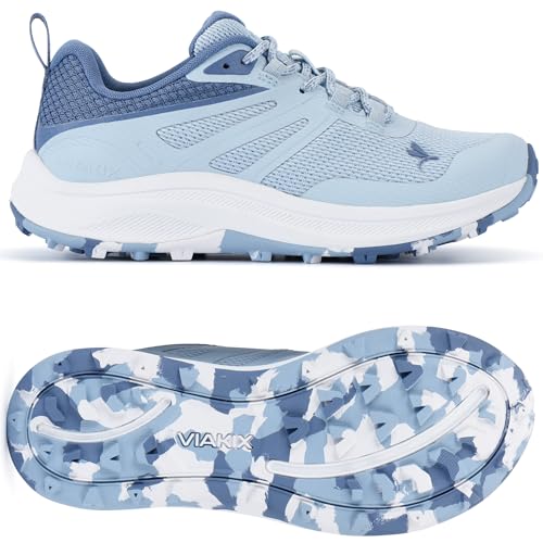 Viakix Womens Ridge Rebels Trail Running Shoes Lightweight Breathable Hiking Sneakers with Grip360 Traction Cushioned Comfort for Trail Walking and Outdoor Adventures Blue 8