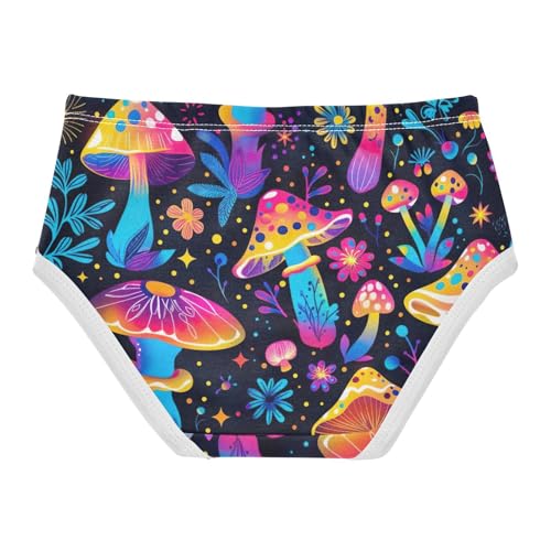 Cute Mushrooms Flower Neon Girls Briefs, Toddler Panties, Girls' Cotton Brief Underwear, 2–8 Years2