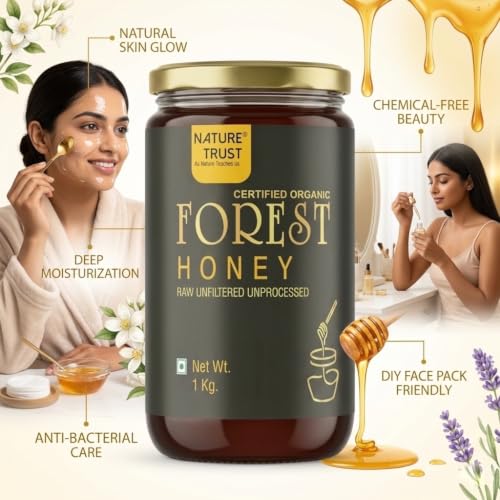 Image of Nature Trust Raw Organic Forest Honey,1kg, Wild, Unprocessed, Unheated, Non Pasteurized, Original Honey 100% Pure and Natural