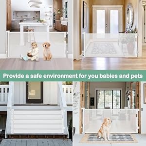 75 Inch Retractable Dog Gate for Doorways Retractable Mesh Baby Gate for Stairs 35” Tall Retractable Baby Gates Outdoor Deck Gate for Pets Barrier Retractable Gates for Dogs Indoor Child Safety Gate