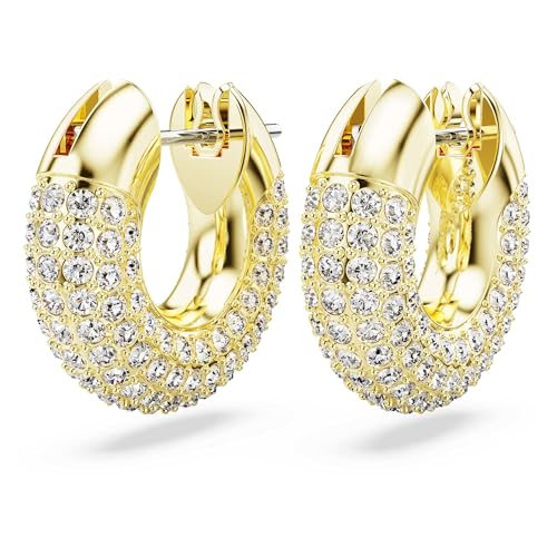 Swarovski Dextera Hoop Earrings, Pavé, White, Gold-tone Finish3