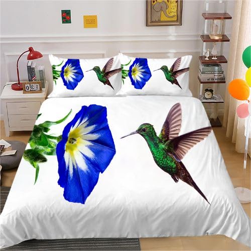 Housse de couette oiseau blanc 110g/㎡ infroissable et douce