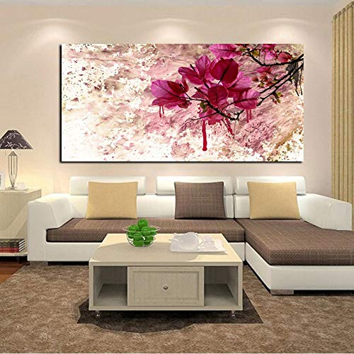 Peinture fleur abstraite rouge de haute qualite sur toile avec cadre interieur