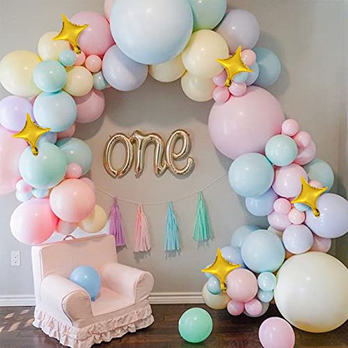 Rubfac 182Pcs Pastel Balloons Garland Kit Unicorn Macaron Rainbow Balloon Arch With Star Foil Balloons For Wedding Birthday Party Supplies #TOP6
