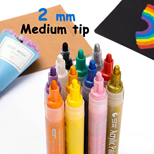Dyvicl Acrylic Paint Pens For Rock Painting, Ceramic, Glass, Wood, Fabric, Canvas, Mug, Pumpkin, Diy Craft Making Supplies, Scrapbooking Craft, Card Making, Acrylic Paint Marker Pen Set Of 12 Colors #TOP1