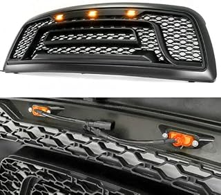 E.A. Eternal Front Grille for 2009-2012 Dodge Ram 1500 Rebel Style Grill with 3 Amber LED Lights and Black Letters