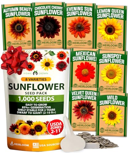HOME GROWN Sunflower Seeds for Planting | 8 Varieties |1000+