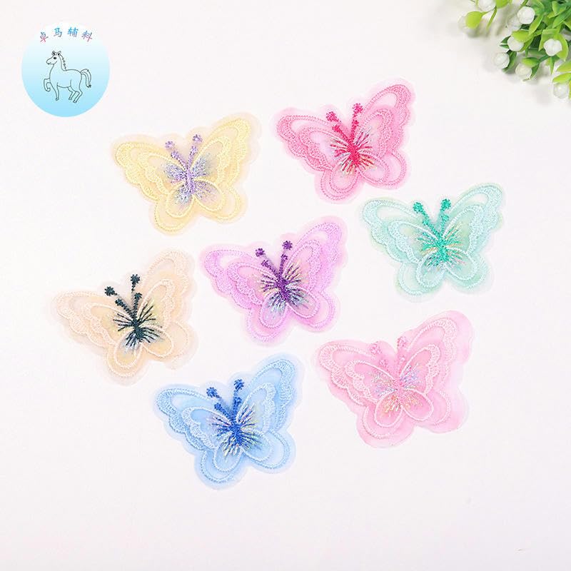 Naszywka haftowana 5 * 4CM 50 SZTUK Motyl Mała Naszywka Haftowana Żelazko Aplikacje Chińskie Na Odzież Duże Naszywki Kurtkę Jeansową(Shallow Purple)