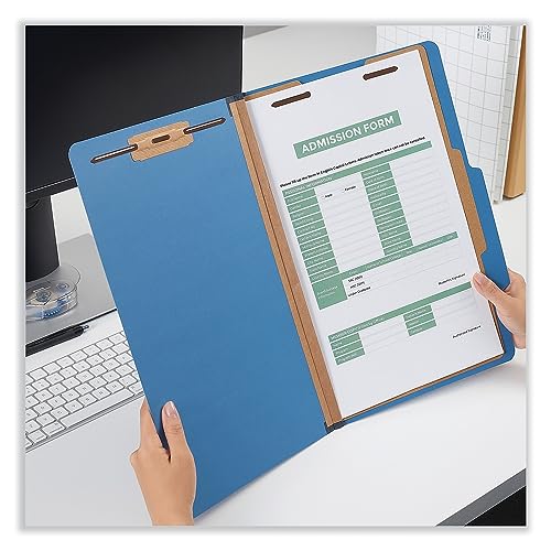Universal 10211 Pressboard Classification Folders, Legal, Four-Section, Cobalt Blue, 10/Box