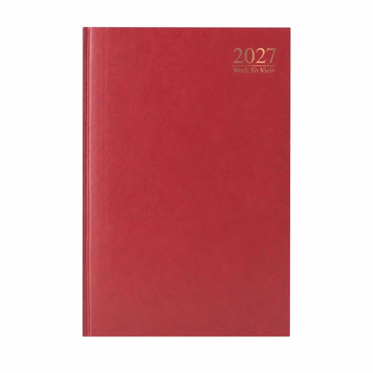 2027 A4 Week To View Diary - Full Year Hardback WTV Casebound Planner - for Home Office School & Work (Red)