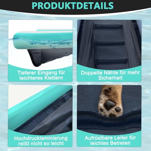 AWSUM 120x100cm Hunderampe Aufblasbar Hunde Wasserrampe Aufblasbare Dog Ramp Hundeboot Rampe Leiter Schwimmrampe Welpe Planke Schwimmdock Plattform für Hunde bis zu 80 kg, für Pool, Boote, Docks, Seen