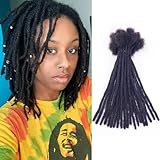 JISHENG Loc Extensions Human Hair 0.4 cm Dreadlock Extensions Human Hair Dread Extensions Dread Lock Hair Extensions For Men Women 8 Inch 30 Strands 100% Real Human Hair Locs Handmade Permanent Locs