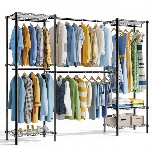 Reviews de Armarios altos disponible en línea. 45 Organizador de Metal para Ropa Armario, Closet Armables para Ropa con Barra Extensible Ajustable 177–229 CM, Perchero Armable Metálico para Ropa Simple Puede Guardar Ropa,...