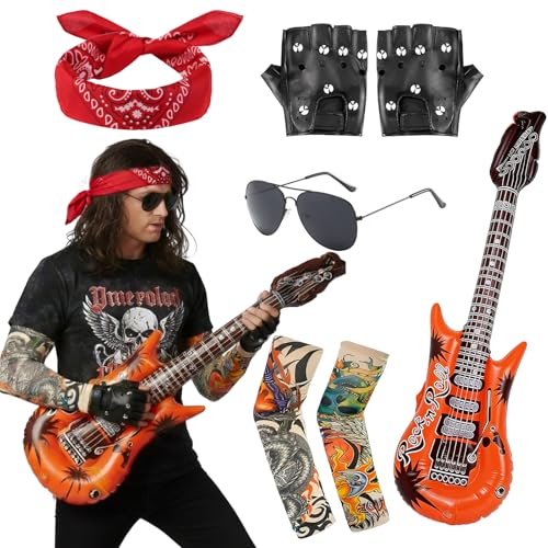 5PCS Rock Star Costume Set, Rock Star Fancy Dress Punk Acces