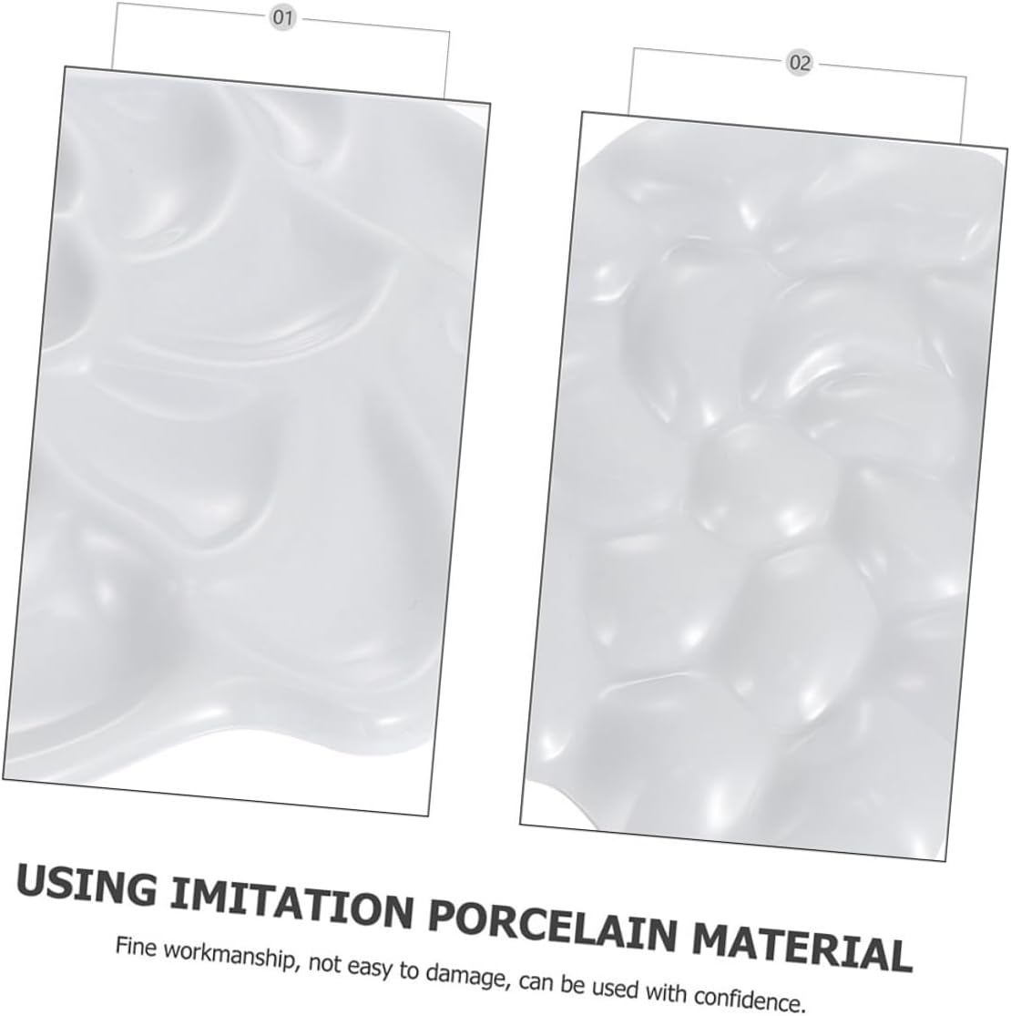 ARTIBETTER 2 Pcs Ceramic-Like Wave Watercolor Mixing Trays Artist Pigment Pallets for Painting Easy to Clean for Watercolor Art Supplies