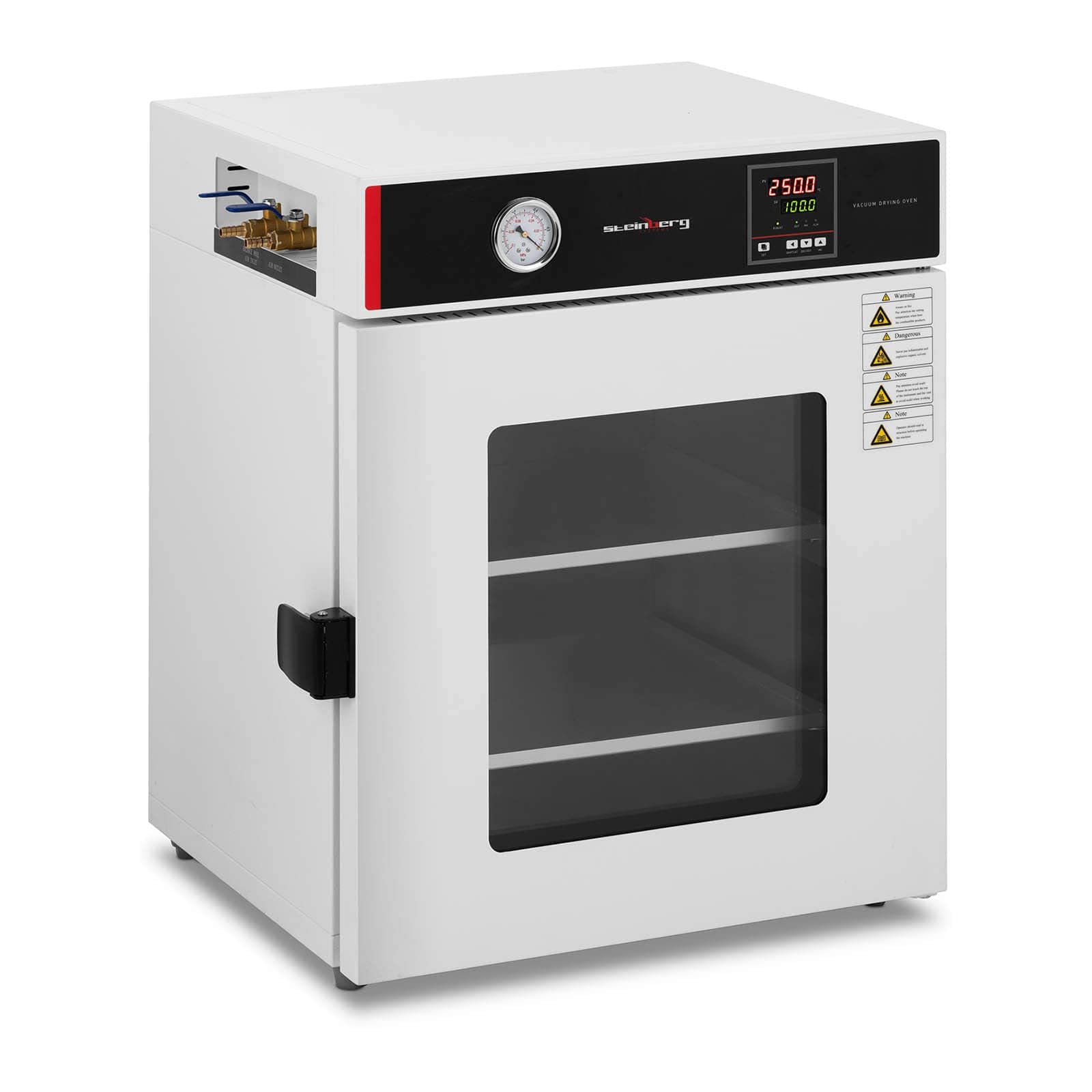Steinberg Systems Trockenschrank zum Desinfizieren und Sterilisieren 92 L 2100 W Raumtemperatur + 5 °C bis 250 °C LED-Panel Vakuumofen Trockenofen Vakuum-Trockenschrank