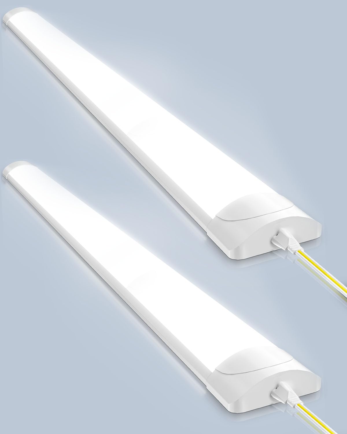 Worshow LED Batten Light 145cm Ceiling Fitting Tube Lights, 50W 6000LM 6500K Linkable Daylight - Hanging or Surface Mount Strip Light, Fluorescent Lamp for Garage Office Workshop Bedroom Kitchen,2pack
