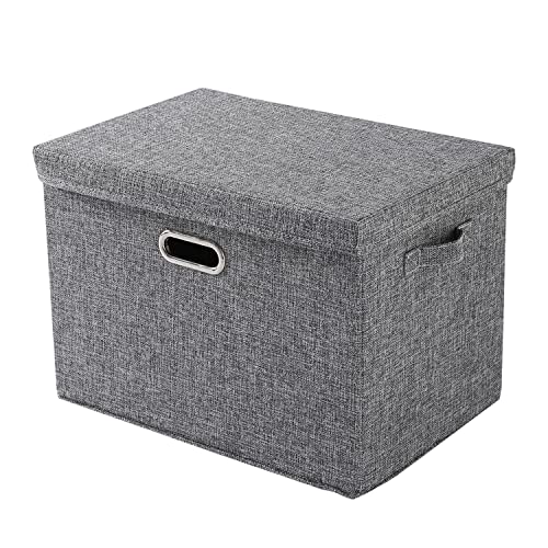 Image of Hokipo Multipurpose Storage Bins With Lid For Cupboard, Home And Office, Grey, Medium, Pack Of 1 (Ar4369-M) - Polyester