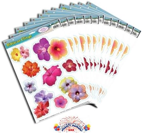 Hibiscus Clings Party Accessory (1 count) (9/Sh)