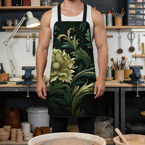 Delantal estilo verde oscuro y verde para hombres y mujeres miniatura 4