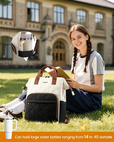 Mochila LOVEVOOK para portátil 15.6 pulgadas negra blanca marrón miniatura 3