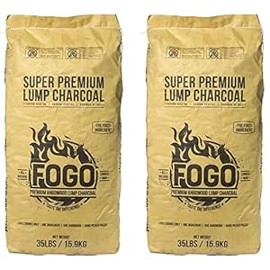 FOGO Super Premium Hardwood Lump Charcoal, Natural, Large Sized Lump Charcoal for Grilling and Smoking, Restaurant Quality, 35 Pound Bag, 2-Pack