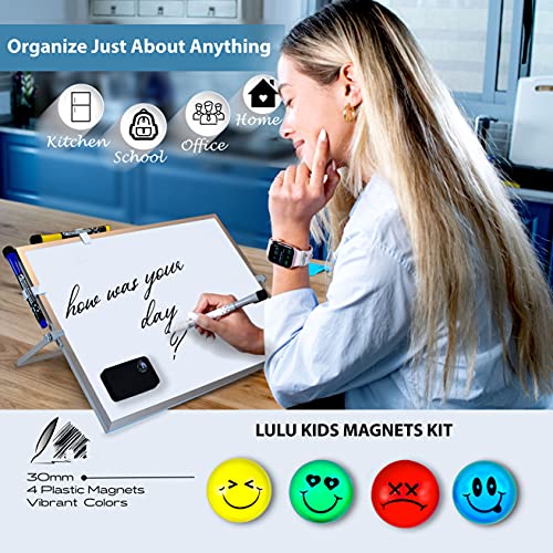 Dry Erase White Board For Kids, 16Inx12In Large Magnetic Desktop Whiteboard With Stand Wall Hanger, 10 Markers, 4 Magnets, 1 Eraser, Portable Double-Sided Easel For Kids To Do List Desk Board #TOP2