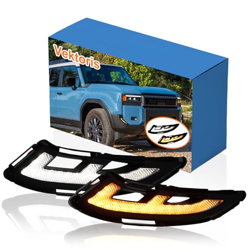 Vektoris Front Bumper Fog Lights for Toyota Land Cruiser 2024 2025 First Edition,Base,Prado 250 LC250 -Function as White Daytime Running Light DRL& Amber Sequential Turn Signal Light