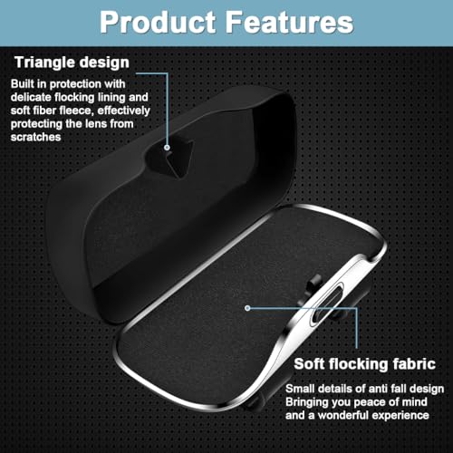 Image of Sunglasses Holder for Car, Enclosed Dust Proof Glasses Storage Case with Quick Release Button, Car Interior Organization, Black