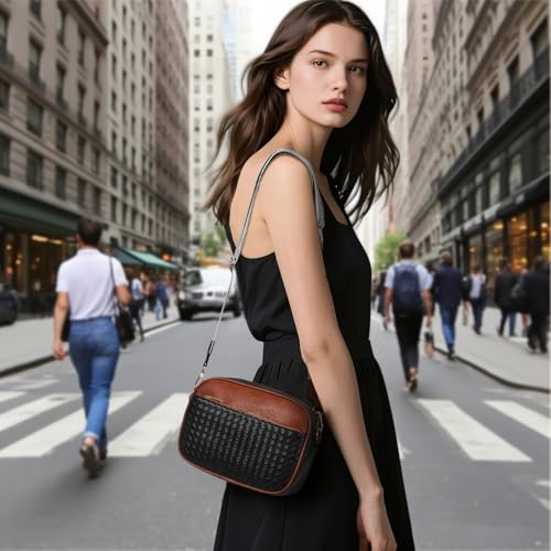 Image of Crossbody Bags for Women Vegan Leather Small Purses with Detachable Coin Pouch Adjustable Guitar Wide Strap