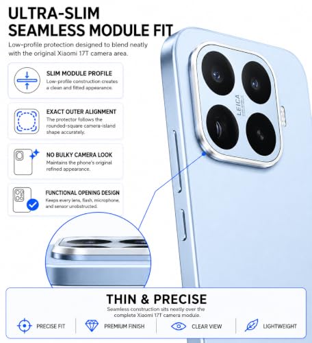 Image of FIRST MART Silver Camera Ring Guard Protector for Xiaomi 17T | Tempered Glass with Metal Alloy Rings, HD Clear, Scratch Resistant, Case-Friendly | Pack of 1