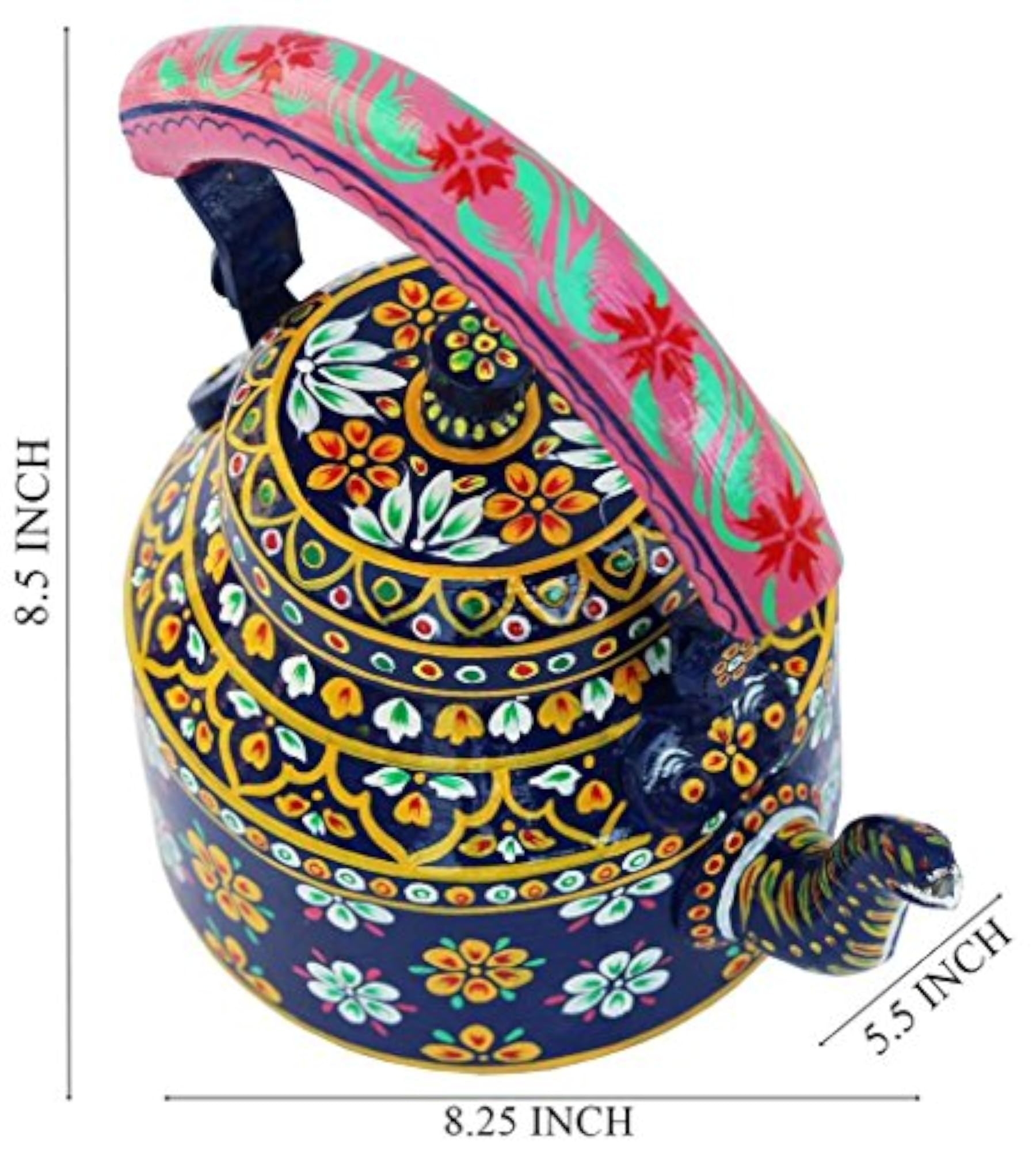Handpainted Traditional Aluminium Colourful Decorative Tea Kettle