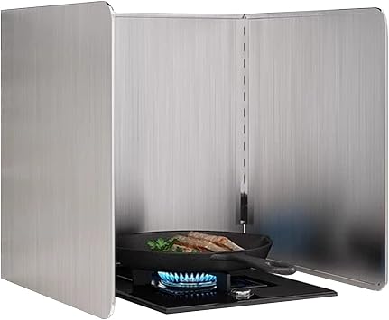 3 Sided Splatter Guard, Cooking Splatter Screen, Foldable Grease Splatter Screen for Stove Top, Kitchen Oil Splash Guard for Wall, Stainless Steel Backsplash Anti Splatter Shield Guard40x40x30cm