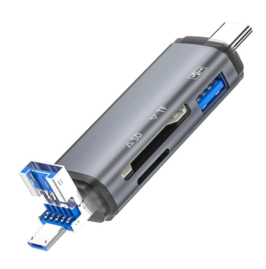 BKN Metal Body Multifunctional 3 in 1 OTG USB 3.0 C/USB/Micro USB/Tf/SD Card Reader Suitable for Desktop Computers/Laptop/Mobile Phone/SDXC, MMC, RS-MMC, Micro SDXC