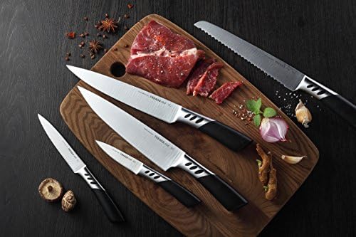 Kitchen Knife Set by TRENDS Home, 5 Pc Knives, Plus Block. Don't Pay Retail of £120, Double Forged from Professional German Steel Makes These Ultra Sharp Ergonomic Set of Kitchen Knives.