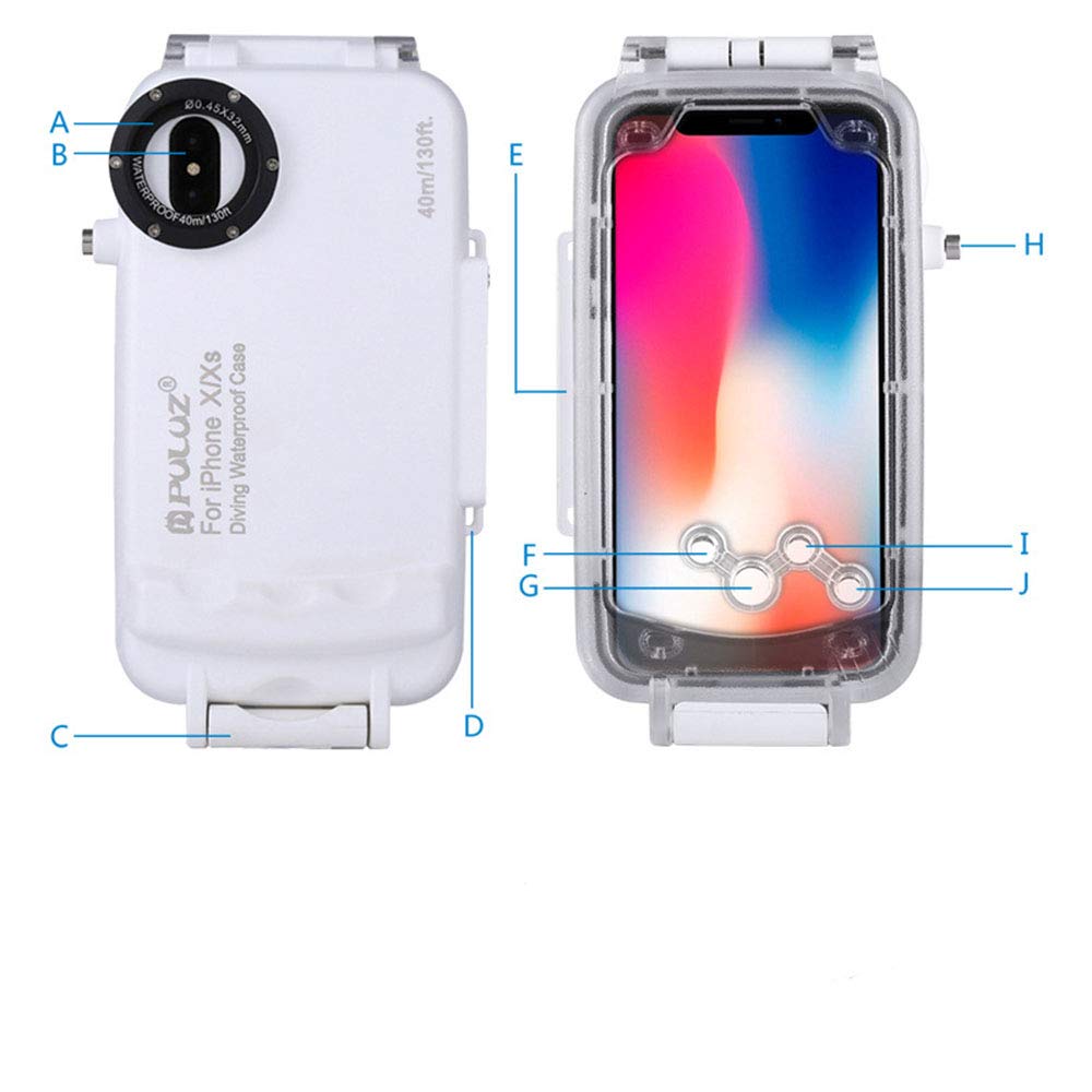 MoonyLI - Funda Impermeable para iPhone X (40 m, Sumergible en Agua y Foto), Color Blanco y Negro, Negro