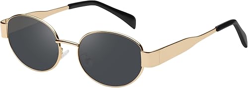 YDAOWKN Retro Oval Sunglasses for Women Men Trendy Classic Shades Sun Glasses Metal Frame UV400 Protection