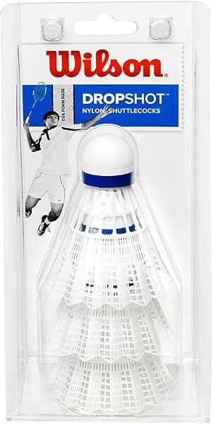 WILSON WRT6048WH Volants de Badminton, Dropshot Shuttlecocks, Paquet de 3, Plastique/Liège Naturel, Mixte Adulte, Blanc, Taille Unique - 1