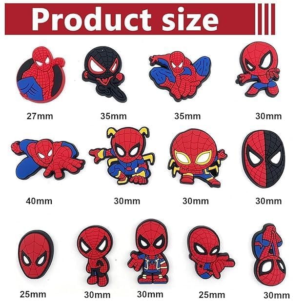 LUPINEZ 13pcs Spider Man Shoes Charms | Cartoon Shoe Charms for Clogs | Shoe Decoration Charms | Spider Man Rubber Charms for Clogs Slipper | Crocs Shoes Accessories | Crocs Charms for Boys and Girls 2 511B7LuupXL