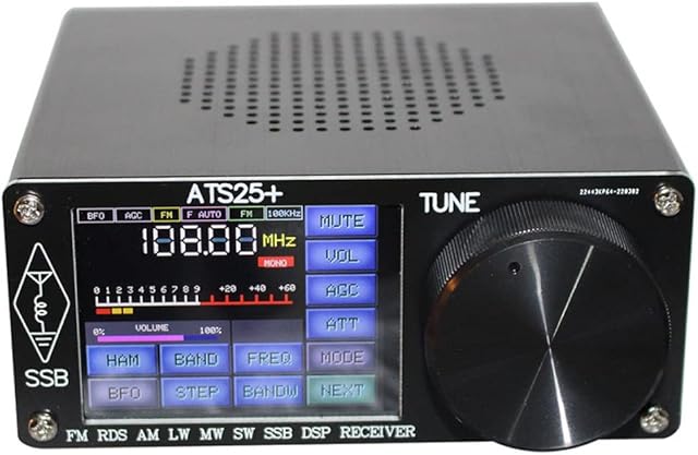 RANRAO Si4732 ATS-25+ Full Band Radio Receiver,2.4 inch Touch Screen DSP Receiver,FM AM (MW and SW) SSB Shortwave Receiver with Aluminium Alloy Case,Support Type-C Charging Interface