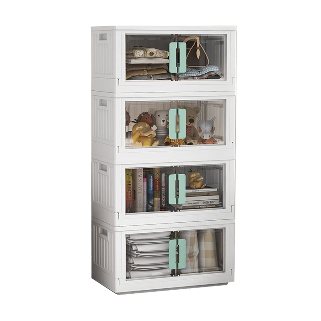 Foldable Stackable Storage Box with Clear Double Doors - Green