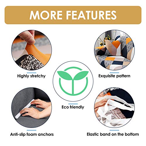Hotniu Stretch Sofa Cover Printed Couch Covers Loveseat Slipcovers For 2 Cushion Couches Sofas Elastic Universal Furniture Protector With 1 Pillowcase (Medium, Grey Geometry) #TOP2